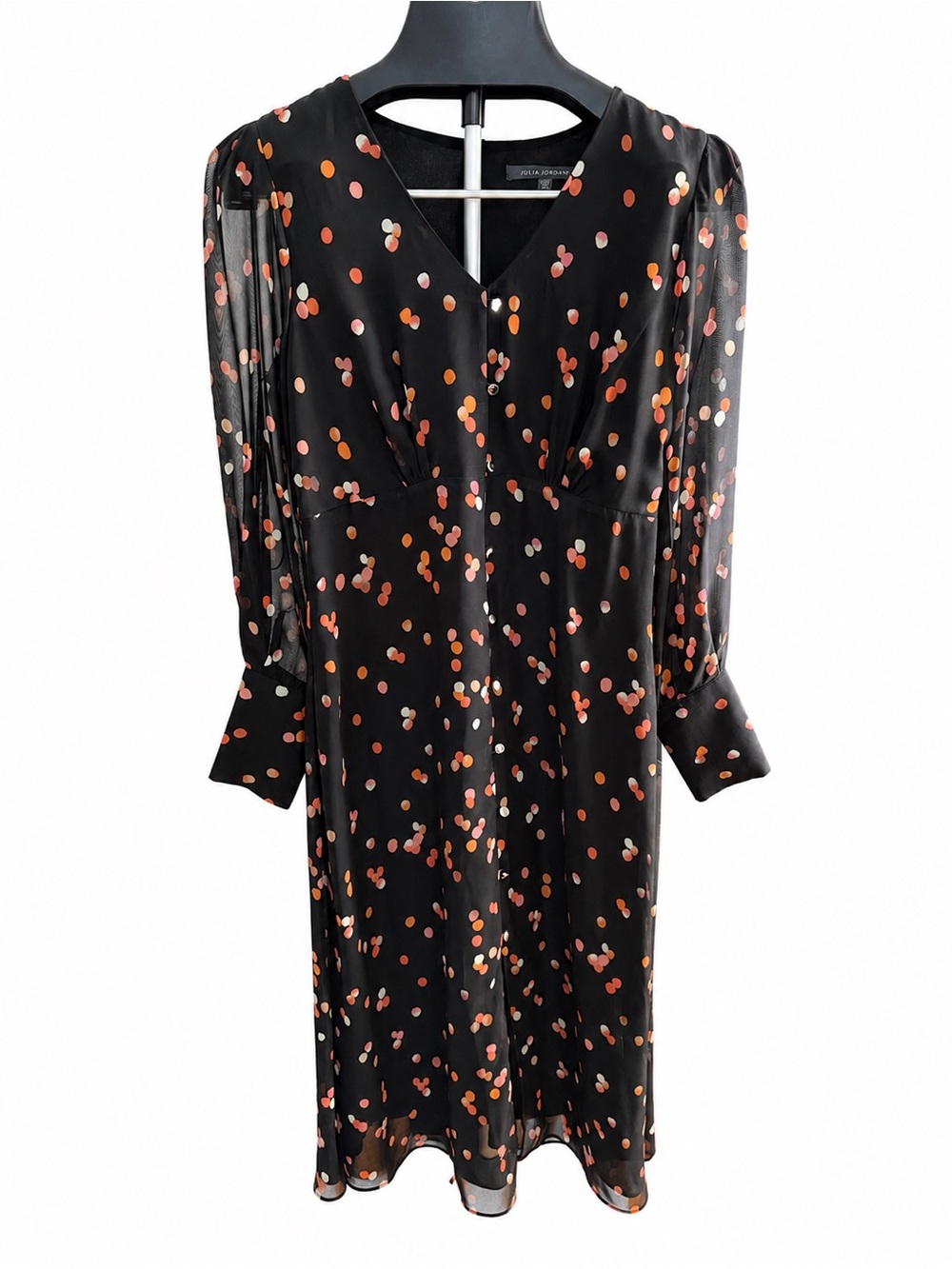 NWT Julia Jordan Black Confetti Midi Dress‎ Wedding Guest Career Feminine